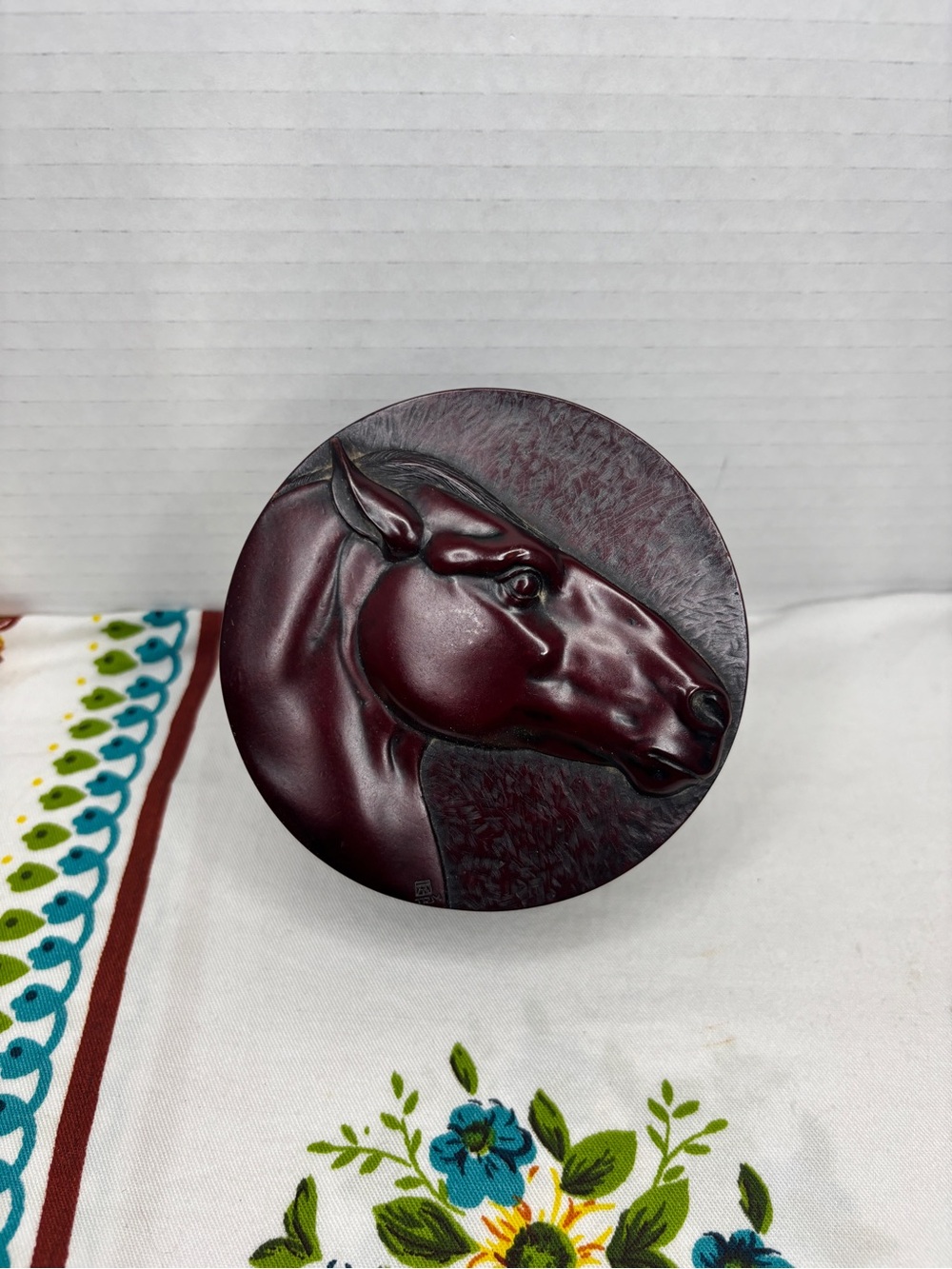Boma Canada Carved Trinket Box Horse Head & Wheat Thomas R McPhee